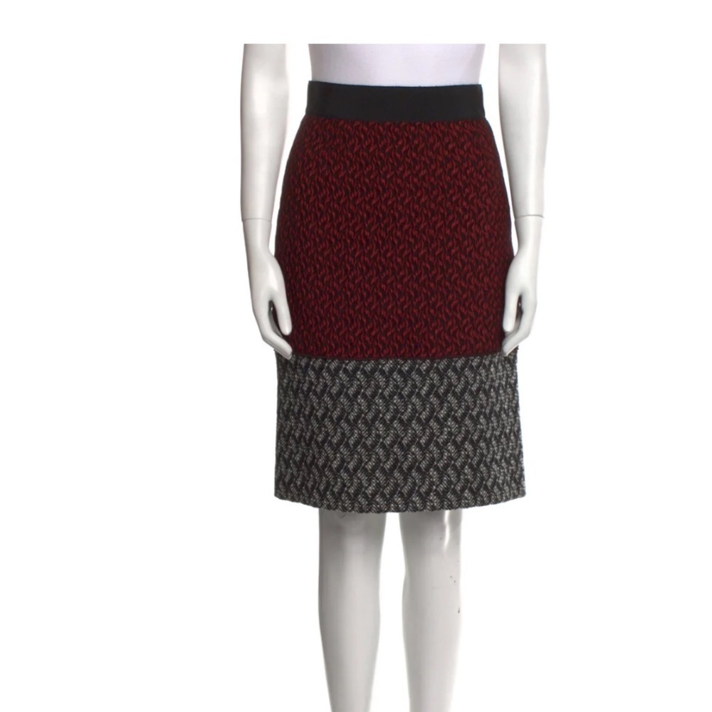 Dolce & Gabbana color block printed knee length skirt